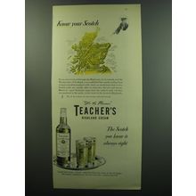 1949 Teacher's Highland Cream Scotch Advertisement