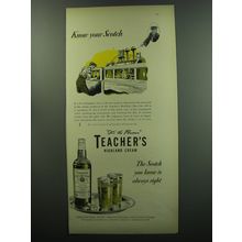 1949 Teacher's Highland Cream Scotch Ad - Know your Scotch