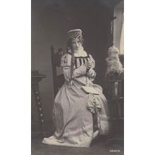 Antique Princess In Castle Fashion Glamour German Postcard