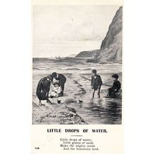 Little Drops Of Water Toy Model Boat In Sea Sand Grains Old Songcard Postcard