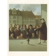 Rabbit Doing Handstand By Mannequin German Shop Window Painting Postcard