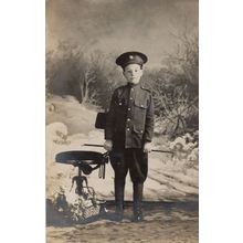 Canadian Ottawa Child in Military Uniform Snow Baton Old Postcard
