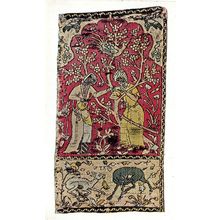 Persian Medieval Silk Tissue Embroidery Romantic Scene Vintage Postcard