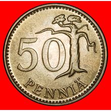 Ⰶ PINE TREE (1963-1990): FINLAND★ 50 PENCE 1966S UNC LUSTRE★LOW START★NO RESERVE