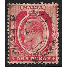 MALTA 1907 EDVII 1d MULTI CROWN CA USED SG49