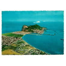 Postcard Gibraltar aerial view posted 1968 amusing description of flight