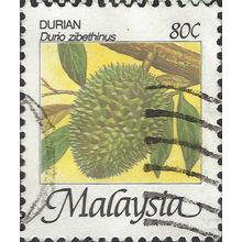 JOHORE, MALAYSIA, FRUIT, Durio zibethinus, yellow 1986, 80c, #3