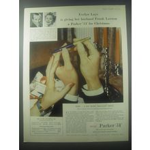1954 Parker 51 Pen Ad - Evelyn Laye is giving her husband Frank Lawton