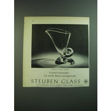 1969 Steuben Glass Ad - Crystal Cornucopia - for lavish flower arrangements