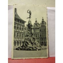 BRABO FOUNTAIN, ANTWERPEN , BELGIUM . used postcard . Antwerp 1957 uk pm/