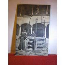 MONKS AT THE WELL ST. FRANCESCO CONVENT FIESOLE, ITALY unused antique postcard =