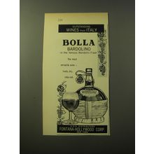 1960 Bolla Bardolino Wine Ad - Outstanding Wines from Italy