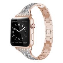 Diamond Encrusted Leather Strap Watchband For Apple Watch Series, 7 41mm / 6&SE&