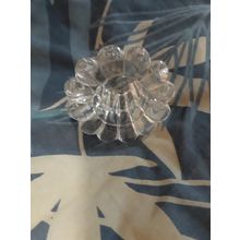 clear glass candle holder flower shaped 8 x 5cm