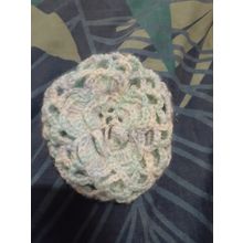 crochet hair bun cover variegated blue and green
