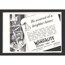 WANDALITE Adjustable Table Lamp CORNERCROFT LTD. COVENTRY : Vintage 1947 Advert