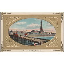 View from North Pier, Blackpool, Lancashire, 1910 - Corona Publishing Postcard