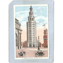 New York Buffalo Electric Building Street Scene Intersection w/Trolley Tra~2699