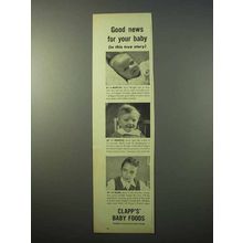 1951 Clapp's Baby Food Ad - Good News For Your Baby
