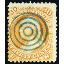 100, Used 30¢ With Bulls Eye Fancy Cancel Cat $950.00 Stuart Katz