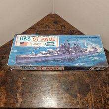 Unmade 1964 1/600th Scale Aurora USS St Paul Plastic Model Kit No 703-150