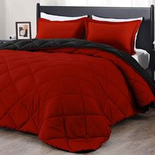 Downluxe King Size Comforter Set - Red and Black King Comforter, Soft Bedding Se