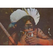 Brazil Brazillian Txucahamei Indian With Hunting Club Xingu Park Postcard