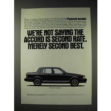 1991 Plymouth Acclaim Ad - Not Saying Accord is Second