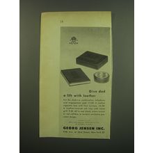 1949 Georg Jensen Ad - Telephone and Engagement Pad; Leather Cigarette Box