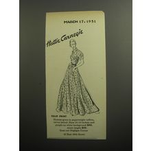 1951 Hattie Carnegie Tulip Print Hostess Gown Advertisement