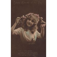 Girl Pulling Locks Of Hair Extensions Antique Greetings Postcard