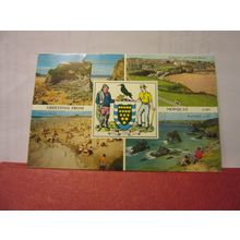 multiview, NEWQUAY, CORNWALL. used postcard. by Harvey Barton 1975 postmark =
