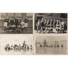 Swimming Football 4x Real Photo Groups Team Children Old Postcard s