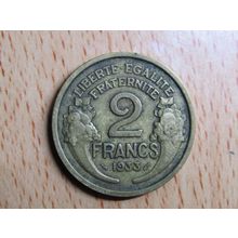 France Republic 1933 2 Francs Coin