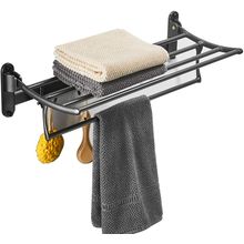 Besy 24 Inch Oil Rubbed Bronze Towel Racks, Bathroom Towel Shelf with Foldable T