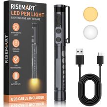 RISEMART Pen Light for Nurse, Rechargeable LED Medical Penlight, Warm/Cool White