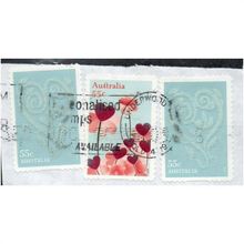 AUS 2009 55c (X 3) 'WITH LOVE' (ON PIECE)FINE USED (EBID15-076)