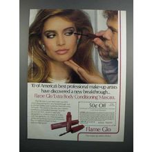 1983 Flame Glo Extra Body Conditioning Mascara Ad - Breakthrough