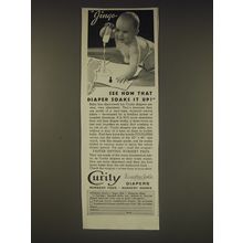 1939 Curity Diapers Ad - Jingo - see how that diaper soaks it up