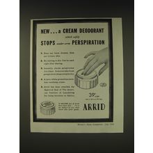 1939 Arrid Deodorant Ad - New.. A cream deodorant which safely stops under-arm