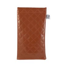 Faux Leather Snap Top Glasses Sunglasses Case Holder Pouch (Brown)