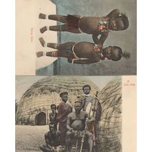 Zulu Chief Family Young Zulus Children 2x Old African Mint Postcard s