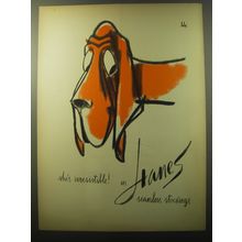 1960 Hanes Stockings featuring art by Vladimir Bobri Ad - She's irresistible!