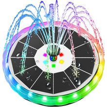 Solar Water Fountain with Disco LED Lights Matte Panel, Built-In 4000 Mah Batter