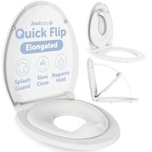 Quick Flip Elongated Toilet Seat with Built-In Potty & Splash Guard for Toddler