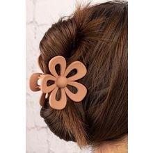 Camel Sweet Hollowed Flower Shape Claw Clip