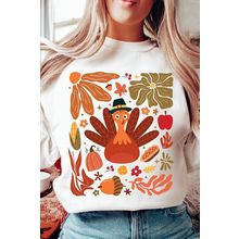Beige Thanksgiving Fall Vibe Graphic Crew Neck Sweatshirt