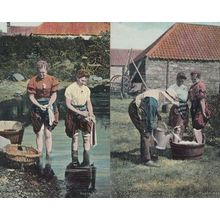 A Scotch Scot Washing 2 Antique Scotland Postcard s EX