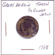 1768 Great Britain Token 1 Half Guinea Jetton