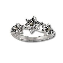 Sterling Silver 3 Genuine Marcasite Stone Star Ring
